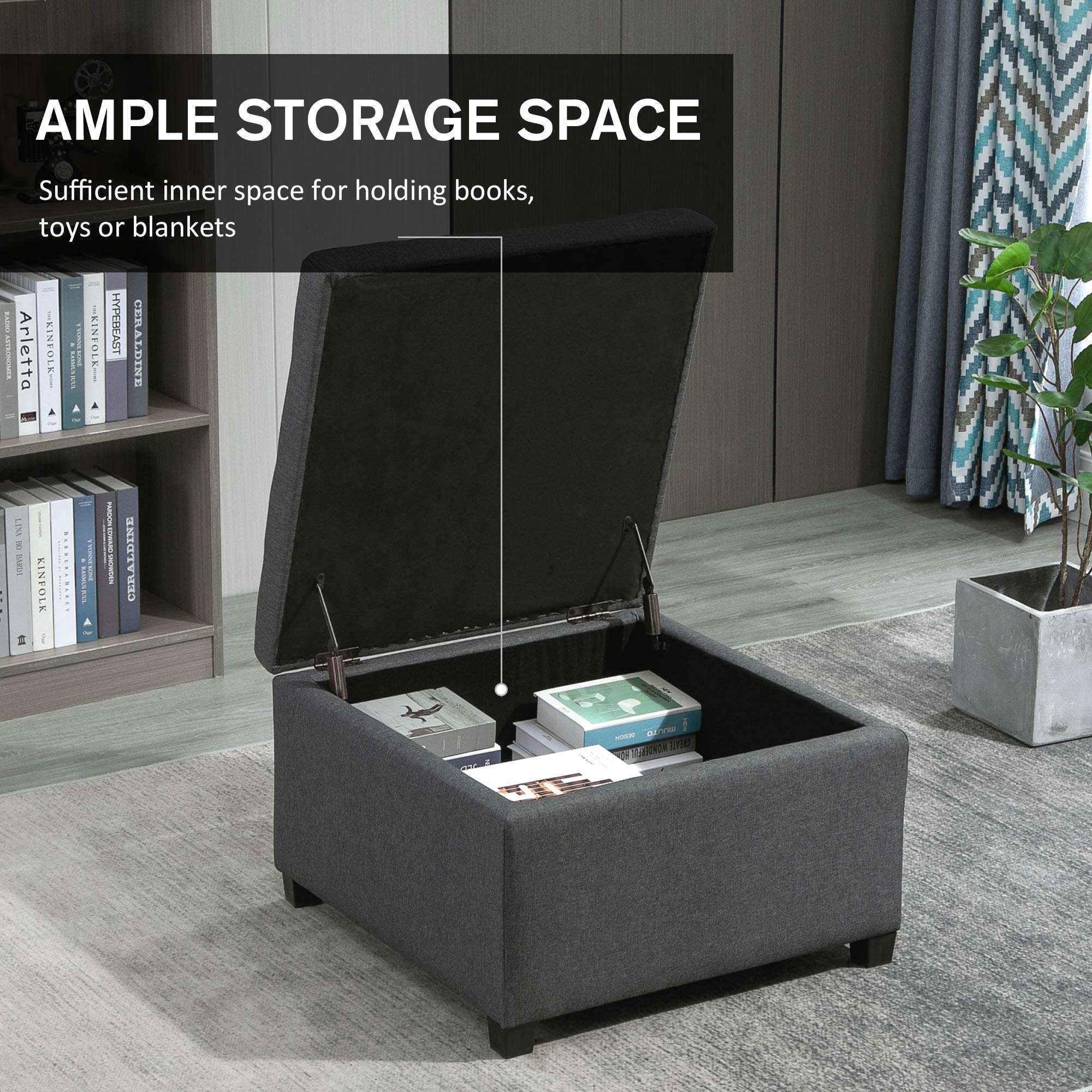 Amazon.com: HOMCOM Fabric Tufted Square Storage Ottoman with